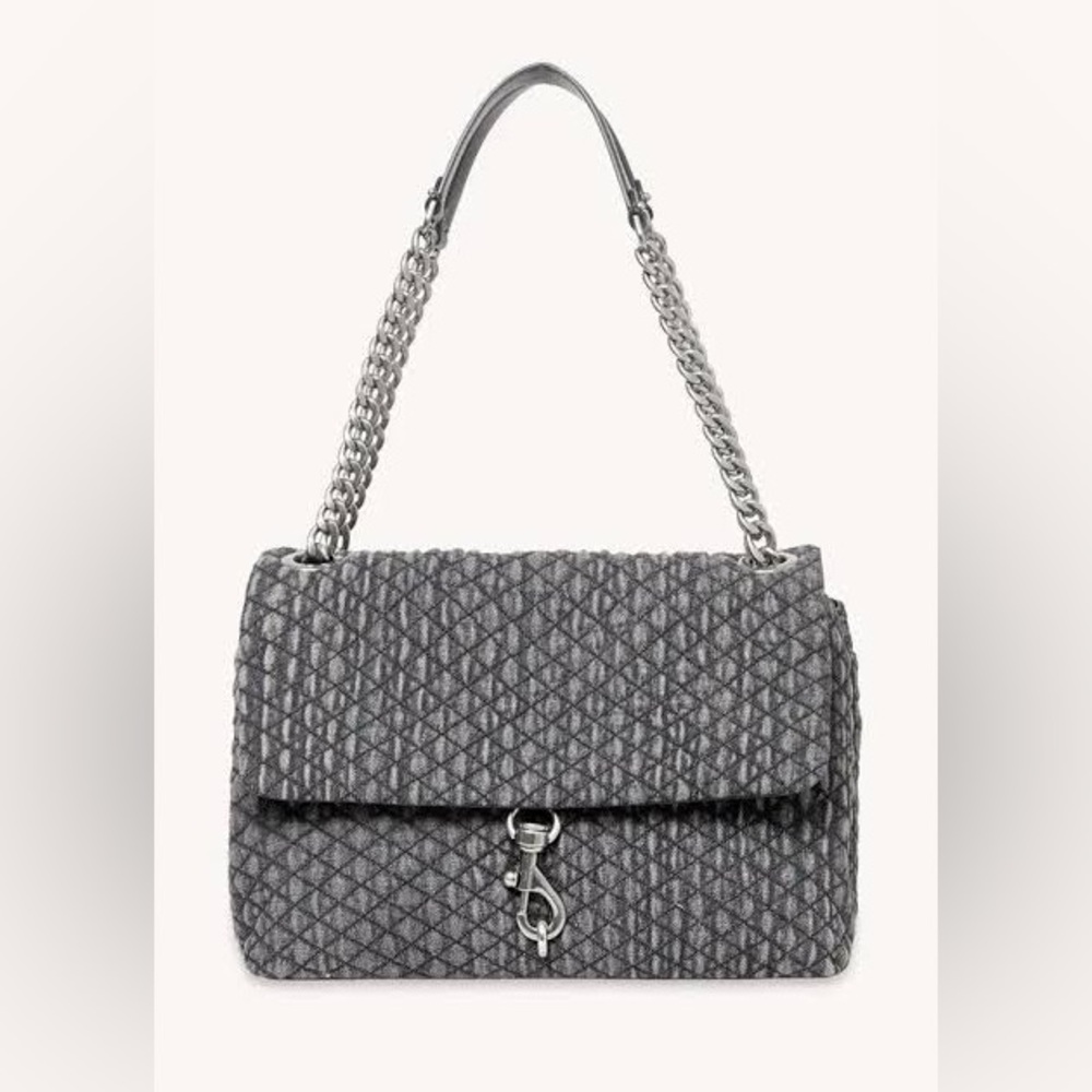 Rebecca Minkoff Edie Black Denim Maxi Shoulder Bag *NWT*